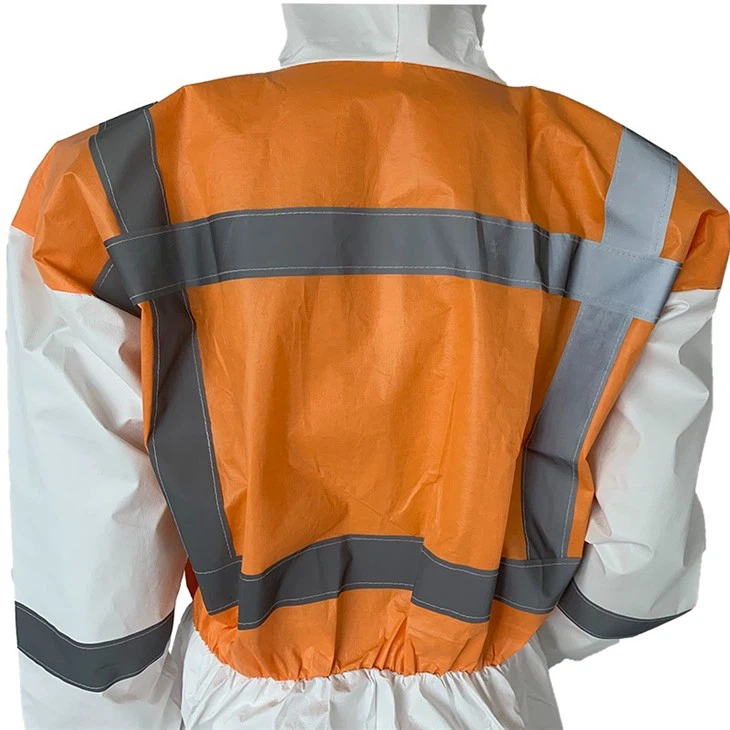 High Visibility Coverall Disposable Protective Clothing HI-VIZ Safety Overalls With Reflective Tape
