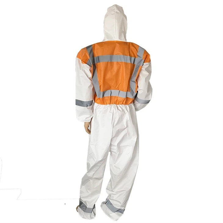 High Visibility Coverall Disposable Protective Clothing HI-VIZ Safety Overalls With Reflective Tape